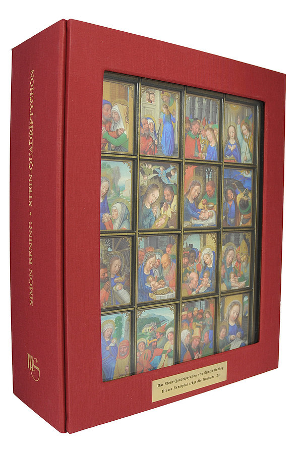 Das Stein-Quadriptychon von Simon Bening - Ein flämischer Altar mit 64 Meisterhaften Miniaturen zum Leben Jesu Schatulle außen schräg ★ Universal Art Group