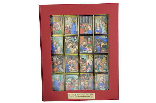 Das Stein-Quadriptychon von Simon Bening - Ein flämischer Altar mit 64 Meisterhaften Miniaturen zum Leben Jesu Schatulle frontal ★ Universal Art Group