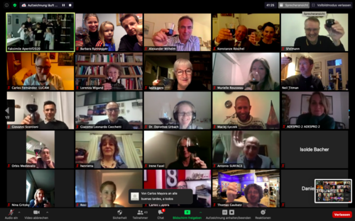 FBM 2020, Frankfurter Buchmesse 2020. Virtual Book Fair. Aperitif Online. Picture of all participants during our virtual aperitif. ★ Universal Art Group